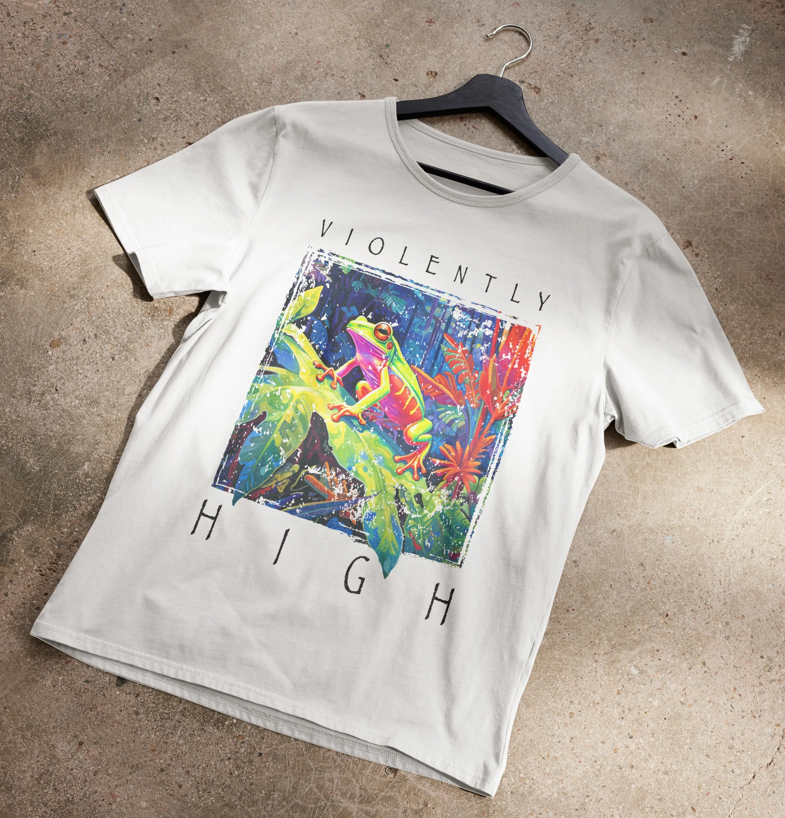 Rainforest Frog Violently High T-Shirt — Wavey Goods Co.